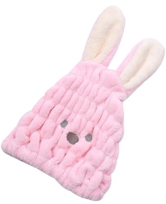 Haartrocknungshaube Kinder mit Cartoon Hasenmotiv, Schnell Trocknend | Polyester, Rosa, Super Saugfähig und Antikraus, für Schule und Reise, Niedliches Tiermuster Zufällige Farbe