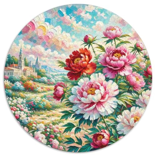 Peony Rund Puzzles 1000 Teile Fur Erwachsene Und Kinder Blumen Legespiel Geschicklichkeitsspiel Geschenk Fordernd Kleinkinder 1000pcs (67.5x67.5cm)