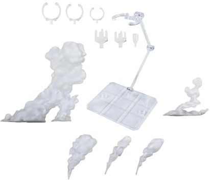 JWQFBC 6 Pièces Support Figurine Action pour Présentation de Modèles avec Effets Fumée Rack Stable et Léger Connecteurs Interchangeables Utilisation Polyvale, Blanc