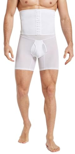 LYGBAOFUL Slip Modellanti a Vita Alta da Uomo, Cintura Regolabile, Dimagrante, per Il Controllo della Pancia, Boxer a Compressione (Bianco, M)