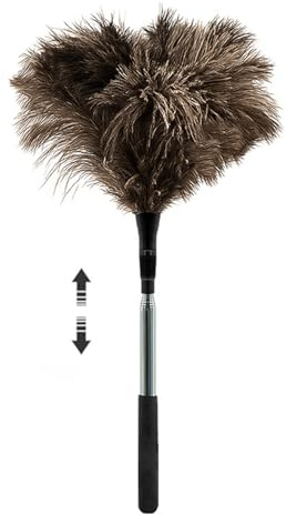 45 Inch Ostrich Feather Duster with Telescoping Long Handle, Anti Static Non-Shedding Soft Dust Cleaner for High Ceiling, Chandelier, Home & Car Cleaning