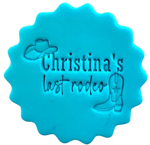 Personalised Cookie Stamp with Free Scallop Cutter, Custom Name Hen Party Bridal Shower, 5cm Acrylic Biscuit Embosser, Food-Safe Plastic Baking Tool, Fits M&S All Butter Biscuits (Design 6)