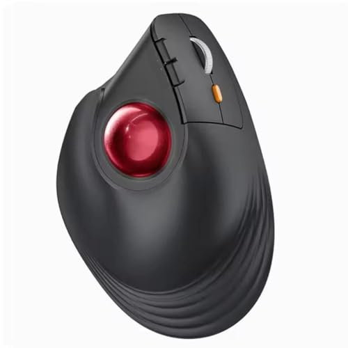 GRwzuPUEG Kabellose Trackball-Maus, wiederaufladbar, ergonomische vertikale Rollerball-Maus, kompatibel mit Computer(red)