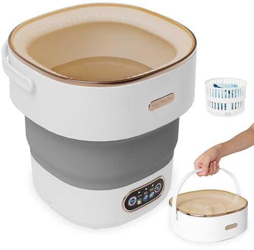 Faltbare Mini Waschmaschine 12-13L, Reisewaschmaschine, Kompakt & Tragbar, Leise, Energiesparend, mit Schleuder, für Apartments, Baby- & Unterwäsche, Socken, kleine Wäsche