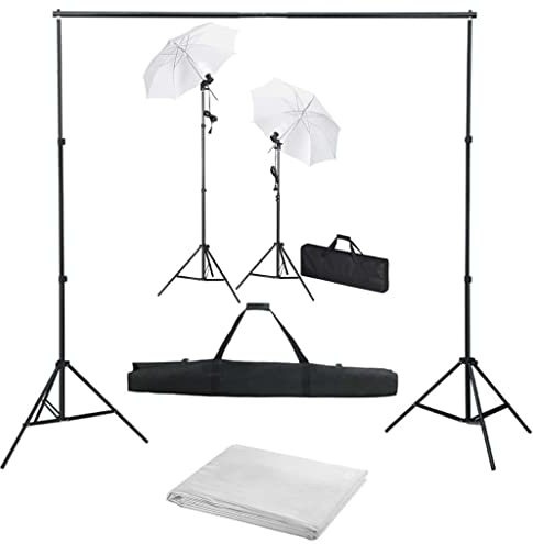 Kaloriko Fotostudioset med bakgrund av 100 % bomull, aluminiumstativ 78–230 cm, dagsljuslampor 5500 Kelvin, 2 skärmar 84 cm, bärväska, perfekt för porträtt och produktfotografering