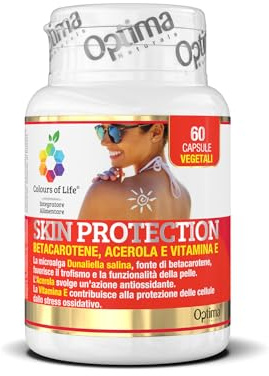 Colours of Life Skin Protection - Supplément de bêta-carotène - pour le bien-être et le maintien de la santé de la peau - Sans gluten et végétalien, 60 gélules végétariennes