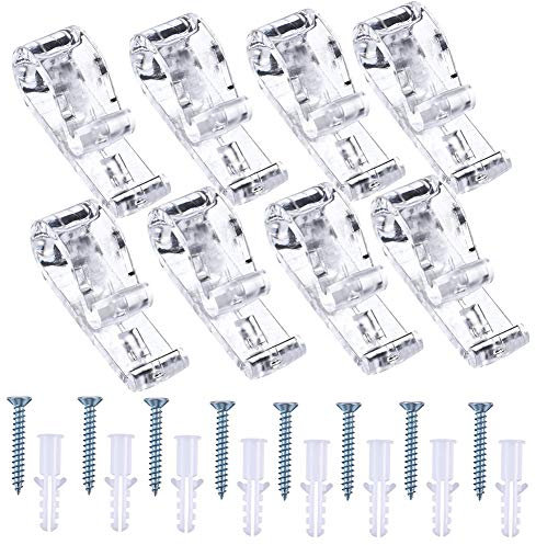8 Sets Roman Blind P Clip, Plastic Roman Roller Blind Chain Cord P Clips Hooks Child Safety Roller Blind Clips for Blinds with 8 Screws and 8 Plastic Pillars