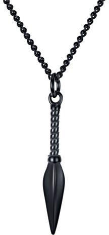 OAKKY Unisex Retro Waffen Charm Speer Etikett Punkt Pfeilspitze Ritter Anhänger Halsketten Edelstahl Gothic Punk Stil Lange Ketten 22.4 Schwarz