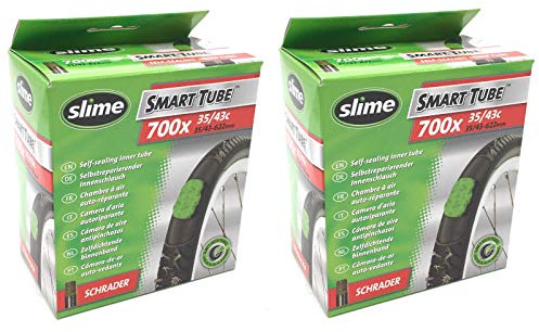 Slime Smart Tube 700 x 35/43C selbstheilende Hybrid-Fahrradschläuche – Autoventil (Paar)