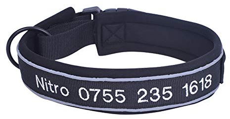 Muka Personalisierte Reflektierende Hundehalsband Halsband für Hunde mit gestickter Tiername Telefonnummer