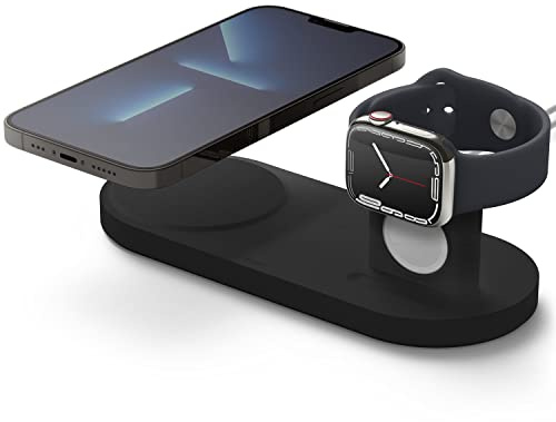 elago Duo-Ladestation für iPhone 17/16/15/14/13/12 / AirPods 3/Pro 2/1 | Ladegerät nicht enthalten (Schwarz)