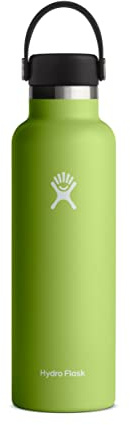 HYDRO FLASK - Water Bottle 621 ml (21 oz) - Vacuum Insulated Stainless Steel Water Bottle with Leak Proof Flex Cap and Powder Coat - BPA-Free - Standard Mouth - Seagrass