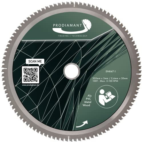 PRODIAMANT MultiCut Sägeblatt 305mm Hartmetall Trennscheibe für Holz & Metall für Gehrungssägen & Tischkreissägen Präzises Schneiden 30mm Bohrung