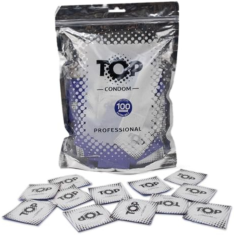 TOP Kondome 100 Stück Packung, Extra Feucht, natürlich und gefühlsecht, aus Latex, mit Reservoir, Durchmesser 53 mm, für Männer