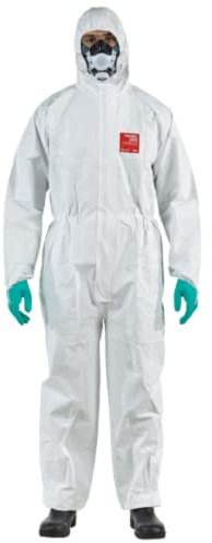 DSTOCK60 AlphaTec 2500 Standard Kapuzenschutzanzug – Modell 111 / Microgard 2500 Standard Kategorie III CE, Typ 5-B und 6-B | robust und leicht | weiß, weiß, 3XL