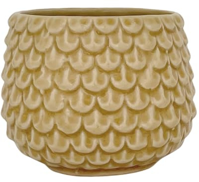 Nordring Vaso Pino - per Fiori da Interno e Piante da Interno, Piante grasse, Cactus, Orchidee S (9,5 cm ø), Avorio-Giallo, Ceramica Gres