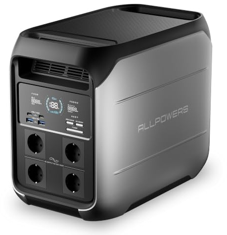 ALLPOWERS P1800 Tragbare Powerstation 1800W AC, 1024Wh LiFePO4 Akku Backup | 140W USB-C Ausgang, Schnellladung, USV Funktion, MPPT 650W Eingangs Solargenerator für Camping, Camping, Notfälle, Wohnmobile