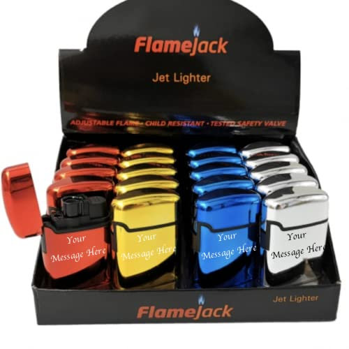 Defence 4 x Limited Edition - Deep Laser Engraved Personalised Metal Torch Lighter Windproof Refill Portable - Red+Gold+Blue+Silver