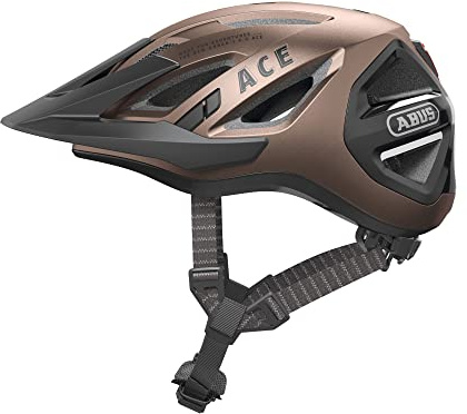 ABUS Stadthelm Urban-I 3.0 ACE - sportlicher Fahrradhelm mit LED-Rücklicht, verlängertem Schirm und Magnetverschluss - für Damen und Herren - Braun Metallic, Größe M