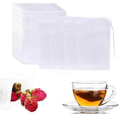 200Pcs Sacchetti Filtro per Tè con Coulisse Bustina Di Tè Vuota Sacchetti per Tisane Bustine da Tè Filtro con Coulisse Filtro per Tè Spezie Tè e Erbe Aromatiche Caffè 7 x 9cm