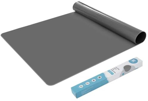 KitchenRaku Tappetino in silicone extra grande, antiscivolo, antiaderente, resistente al calore, riutilizzabile, per alimenti, lavabile in lavastoviglie (Grigio, 70x50cm)