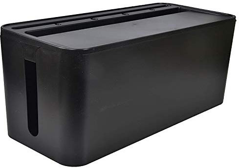 CASLE Kabelmanagement-Box für Kabelmanagement-Lösungen für Büro und Gehäuse mit Mehrfachstecker (schwarz)