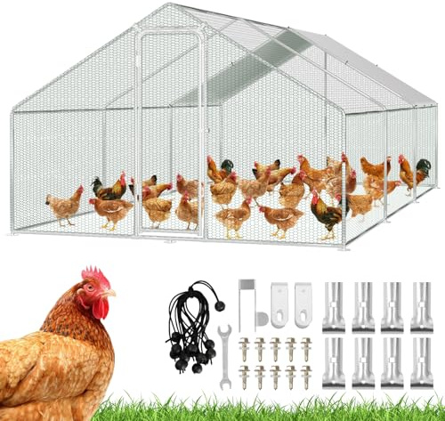 Herrselsam hönshus burar litet djurstall, 3 x 6 x 2 m XXL hönshus utomhuskapsling med säkerhetslås och vattentät PE-färgduk, perfekt för kycklingar och andra små djur