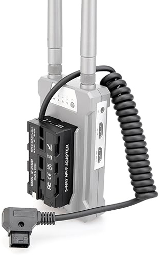 Andoer D-Tap zu doppelseitigem NP-F550 Dummy-Akku, Spiralkabel, DC-Koppler, Zubehör für Monitore/LED-Videoleuchte/Mikrofon/drahtloser Sender/Empfänger