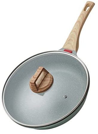 Medicinsk stenpanna Nonstick Pan Steak Steak Pancake Pan Hushållsstekpanna med lock vision