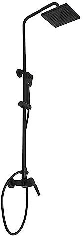 Système de douche à effet pluie avec robinetterie - Ensemble de douche - Ensemble complet de douche noir - Mitigeur monocommande en laiton - Rotation à 360° - Idéal pour la salle de bain