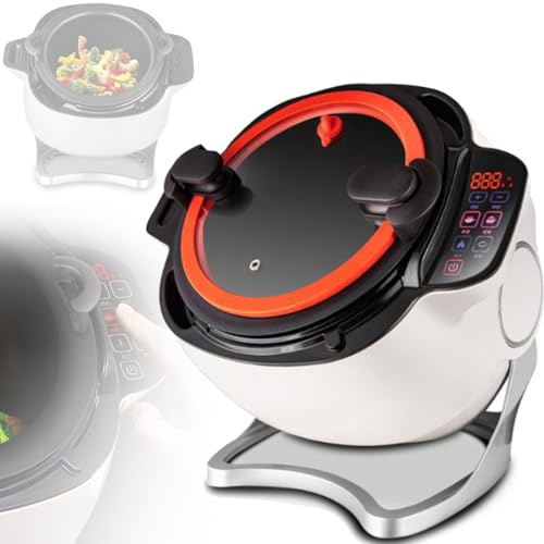 TAHALI Machine de Cuisson Automatique de 6 L, cuiseur Multifonction pour sautés, marmite électrique de 2000 W, Rotation à 360° et Chauffage Complet 3D, pour Restaurant à Domicile