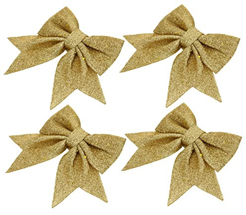 OFFSCH 4 Stück Weihnachtsgoldschmetterling Schleifenspitze für den Weihnachtsbaum Weihnachtskränze Bögen Weihnachtsdekorationen Weihnachtsbaumdekoration Winter