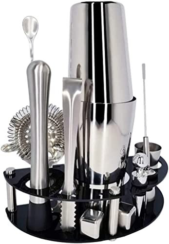 GeRRiT Juego de coctelera de 750 ml Soporte de Kit de Barman, coctelera Profesional de Acero Inoxidable Herramientas de Barra for el hogar