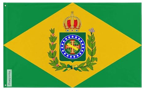 Pixelforma Bandera del imperio de Brasil durante el primer reinado en varios tamaños, 100% poliéster impresión con doble dobladillo 14x21cm 1. Sin ojales