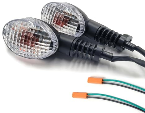 SPNUVR 2Pcs Motorcycle Turn Signals Indicator Light Compatible With KAWASAKI EX250R Ninja 250 250R KLX250SF KLX250SF KLX230 KLX230SM VN650 Vulcan S Blinker Bulb Lamp (Clear)