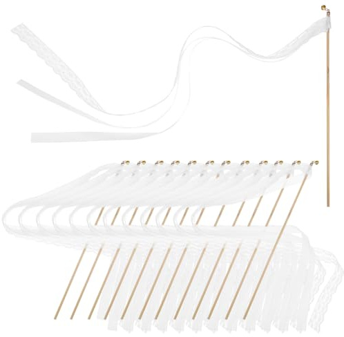 VILLCASE Hochzeitsstäbe Mit Glöckchen Und Bändern – 20 Elegante Band-Sticks Für Hochzeit Party Und Abschied – Dekorative Luftschlangenstäbe Für Festliche Feiern