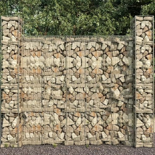 Juroupi Mur en Gabion avec Couvercle Acier galvanisé 600 x 50 x 200 cm,Bordure Pierre,Kit Gabion,Gabion Jardiniere