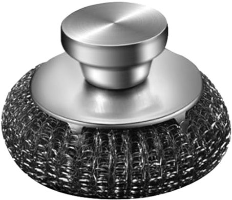 Metal Scourer - Stainless Steel Scourer, Metal Scourer Pad, Metal Scourer, Long Handle Steel Wool Scourer, Dish Scourer, Frying Pan Scourer, Metal Scourer | Portable Stainless Steel Scourer Pads,