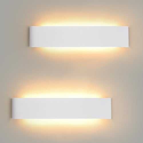 FUPE Applique da parete 24W,2 Pezzi luce da parete a LED per interni,3 colori su e giù per interni,luci da parete moderne in alluminio a LED,per soggiorno,camera da letto,corridoio
