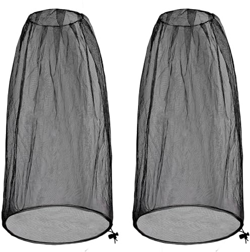2 Pack Ultra Large Mosquito Net 42x25 Inches Mosquito Head Net Oversized Insect Netting Bug Fits Most Hats for Gardening Hiking Fishing Traveling(Black)