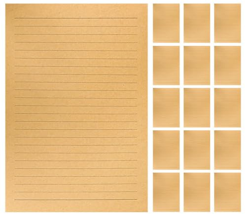 Angoily Vintage-Briefpapier A4 Liniert Kraftpapier 50 Blatt Retro Schreibpapier Für Klassische Korrespondenz Einladungen Notizen