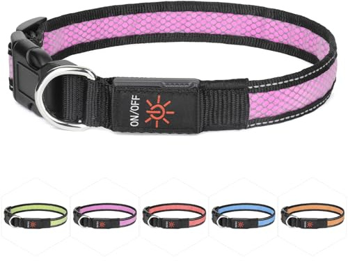Leuchthalsband Hund Aufladbar, LED Hundehalsband Leuchtend Wasserdichtes Einstellbare leuchtende Hundehalsbandlichter für Hunde beim nächtlichen Spaziergang