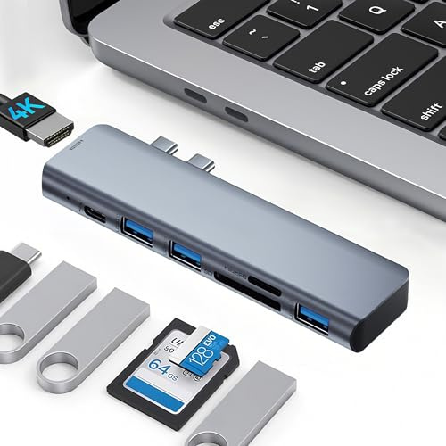 7-in-2 USB-C Hub für MacBook: 4K HDMI, Thunderbolt 4 Kompatibel, 100W Laden, 40Gbps Daten, SD/microSD für MacBook Air/Pro M Serie & mehr