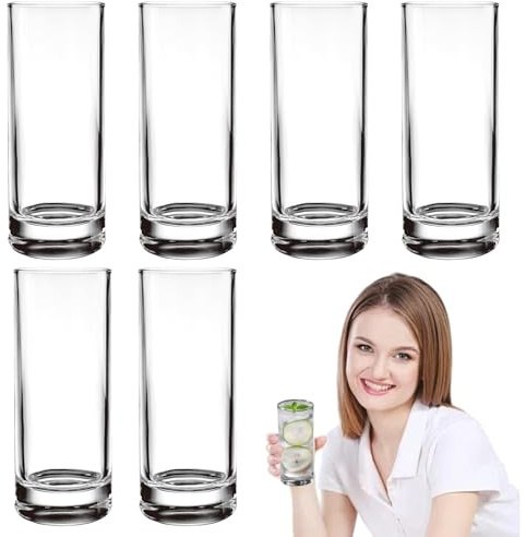 CGACCSD Verres À Boire,Grands Verres Hauts de 29cl - Tumblers Réutilisables Vaisselle à Boire 6 Pièces pour Maison Bord de Piscine Extérieur Terrasse Cocktail Whisky Thé Glacé Vin Bière