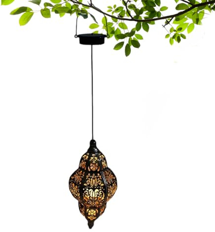 Biniveil Faroles Solares De Jardín | Linternas Solares Exterior Resistente al Agua | Lámpara Decorativa Hierro Con Gancho Elegante Para Boda Cumpleaños Inauguración Balcón Patio Casa Campo