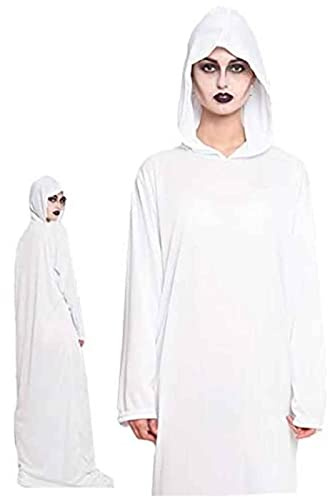 Acan Tradineur - Túnica con Capucha - Fabricado en poliéster - Ideal para disfrazarse en Carnaval, Halloween - Color Blanco - Talla XL