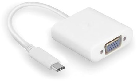 Convertisseur USB C vers VGA Compact et léger, avec Un Port USB C et Une Sortie VGA. Dimensions : 8 x 3 x 2 cm. Conçu pour connecter des appareils à des écrans externes