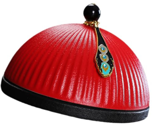 Toyvian Cenicero Adorno para Escritorio Forma de Sombrero Oficial de Cerámica Rojo Soporte de Almacenamiento, Adecuado para Oficina o Sala