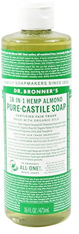 DR. BRONNER'S - Vegan Mandelflüssigseife 18 in 1 - Reinigung und Wellness für die Person und das Haus - mit Bio-Öl, Biologisch abbaubar, für alle Arten von Skin - 473 ml