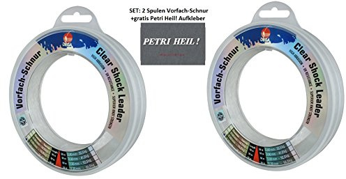 Set: 2 Spulen Saltwater VORFACHSCHNUR SHOCKLEADER 1,00 mm, 2X 50m, 52 kg + gratis Petri Heil! Aufkleber